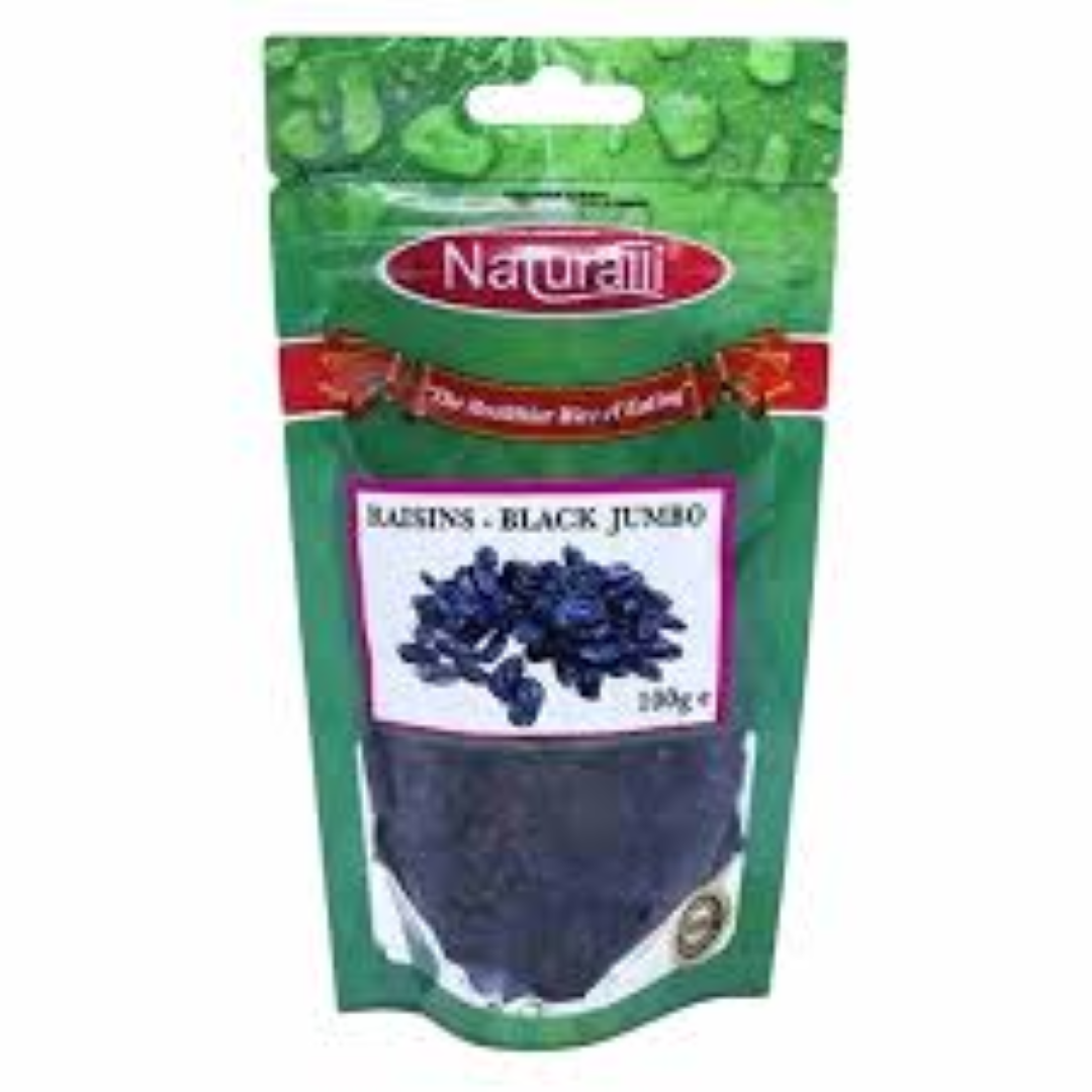 NATURALLI JUMBO BLACK RAISINS 100G